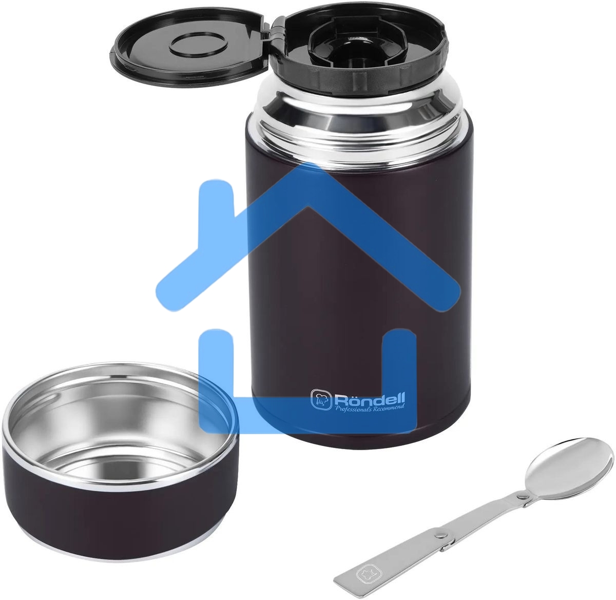 Термос для еды Rondell Tierno RDS-1661 0.7л. бордовый с чехлом картонная коробка