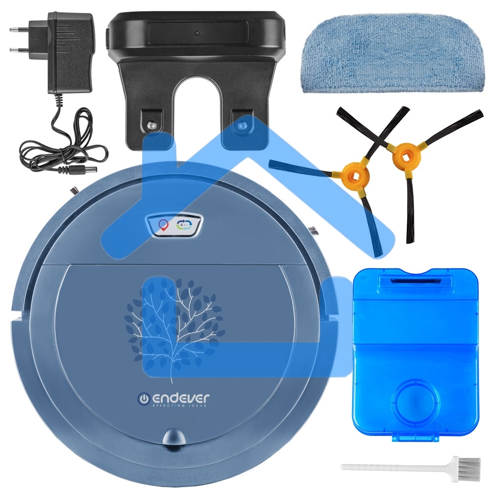 Робот-пылесос Endever Spectre-88 голубой, 1500 мА/ч Li-ion, уборка сухая/влажная, пылесборник контейнер 0.4 л