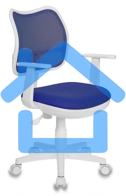 Кресло компьютерное Бюрократ CH-W797/BL/TW-10 TW-10 синий, спинка сетка, сиденье синий, колеса белый/синий, пластик белый