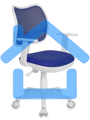 Кресло компьютерное Бюрократ CH-W797/BL/TW-10 TW-10 синий, спинка сетка, сиденье синий, колеса белый/синий, пластик белый