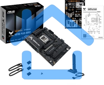 Материнская плата ASUS TUF GAMING X870E-PLUS WIFI7, AM5, AMD X870E, 4xDDR5, 4xSATA, 4xM.2, 1xPCIe 5.0 x16, 1xPCIe 4.0 x4, 1xPCIe 3.0 x1, 1xHDMI, 1x2.5Gb LAN, Wi-Fi 7, Bluetooth 5.4, 2xUSB-C 40Gbps, 3xUSB-A 10Gbps, 4xUSB-A 5Gbps, 4xUSB-A 2.0, 3x3.5 мм, 7.1