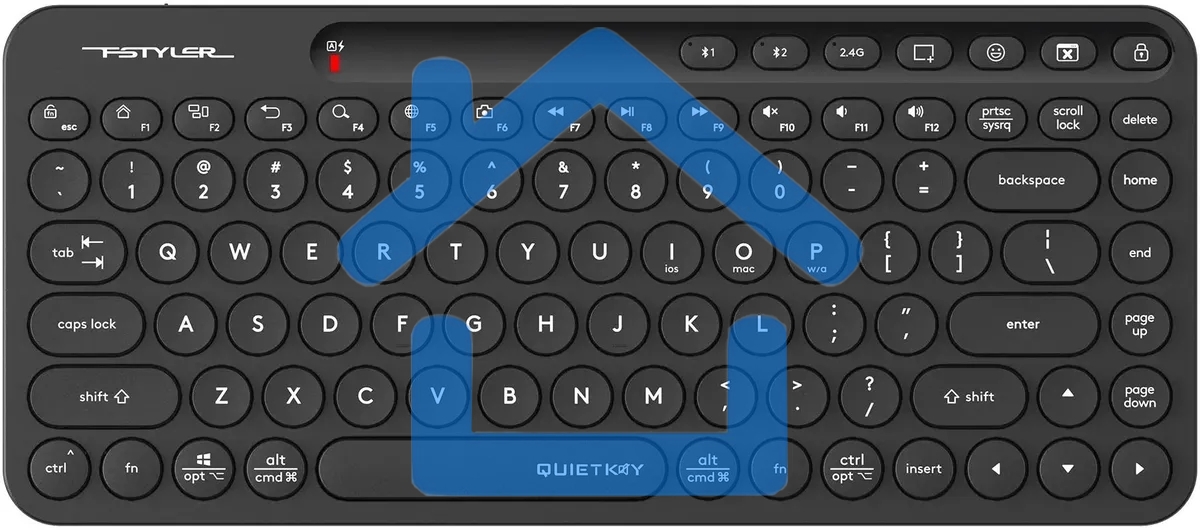 Клавиатура A4Tech Fstyler FBK36C AS беспроводная, USB, Bluetooth/Радиоканал, черный