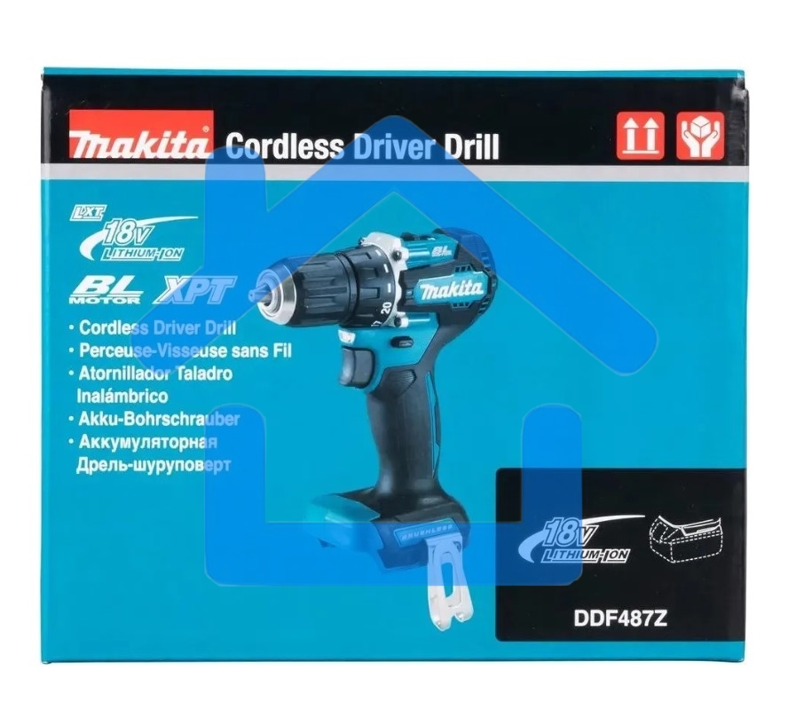 Дрель-шуруповерт Makita DDF487Z, 18 В, без АКБ, аккумуляторная