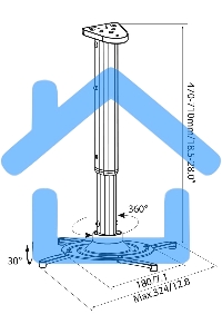Кронштейн для проектора Cactus CS-VM-PR05L-AL серебристый макс.10кг настенный и потолочный поворот и наклон