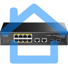 Коммутатор Cudy GS1010PS2, (L2) 10x1Gbит/с 2xКомбо(1000BASE-T/SFP) 2SFP 8PoE 120W, неуправляемый