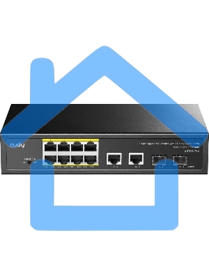 Коммутатор Cudy GS1010PS2, (L2) 10x1Gbит/с 2xКомбо(1000BASE-T/SFP) 2SFP 8PoE 120W, неуправляемый