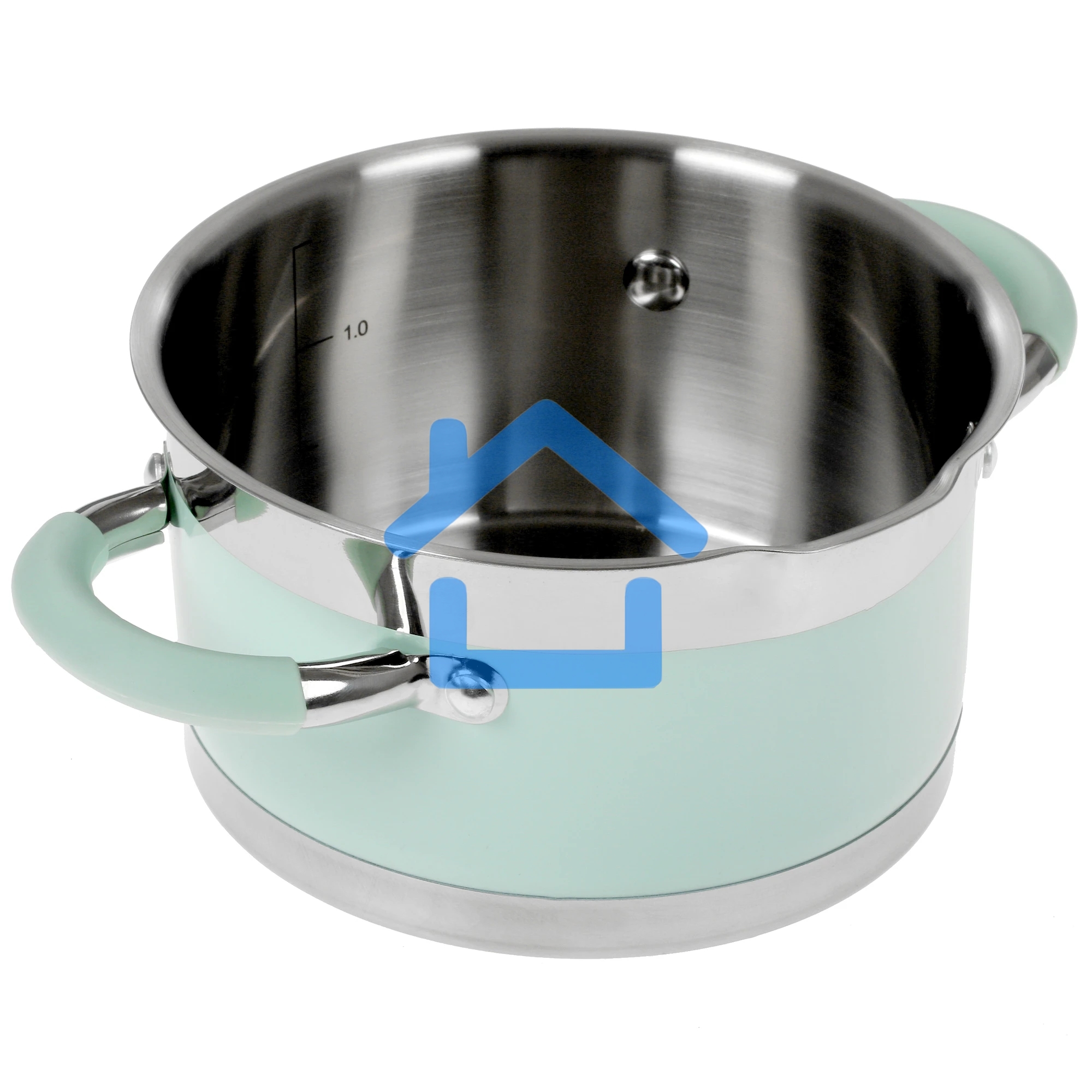 Кастрюля LARA LR02-540 MINT 16x9 см, 1,7 л, носик, индукционное дно, крышка с бортом, полипропилен, силикон, нержавеющая сталь