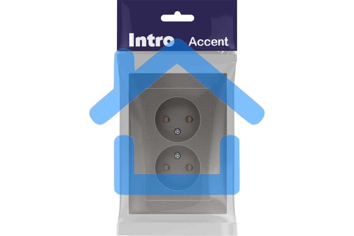 Розетка Intro Accent 6-204-09 2х2P 16А-250В IP20 СУ AL/CU титан Б0063433