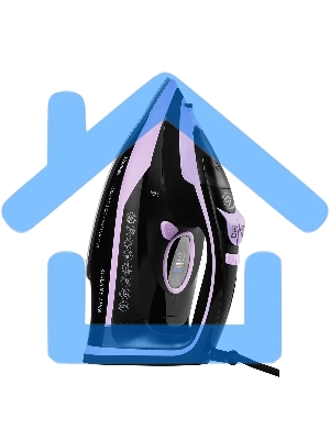 Утюг Galaxy Line GL 6135, черный с лиловым, паровой с помпой, 3200 Вт, постоянный пар 90 г/мин, паровой удар 260 г/мин, функции: самоочистка, антинакипь, автоотключение, вертикальное отпаривание, LED-дисплей, встроеный парогенератор, защита от перегрева, 