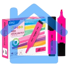 Текстовыделитель Deli EU366-PK Jumbo, скошенный пишущий наконечник, 1-5мм, розовый Текстовыделитель Deli EU366-PK Jumbo, скошенный пишущий наконечник, 1-5мм, розовый