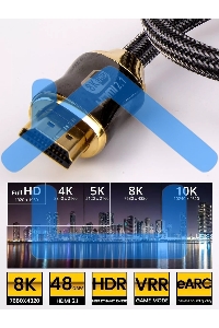 Кабель HDMI 19M/M,ver. 2.1, 8K@60 Hz 2m метал разъемы, нейлоновая оплетка Telecom <TCG300-2M>