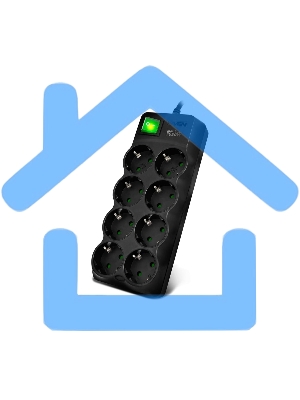 Сетевой фильтр SVEN SF-08E-16 (1,8 м 8 розеток с защитными шторками,16А) черный, цветная коробка