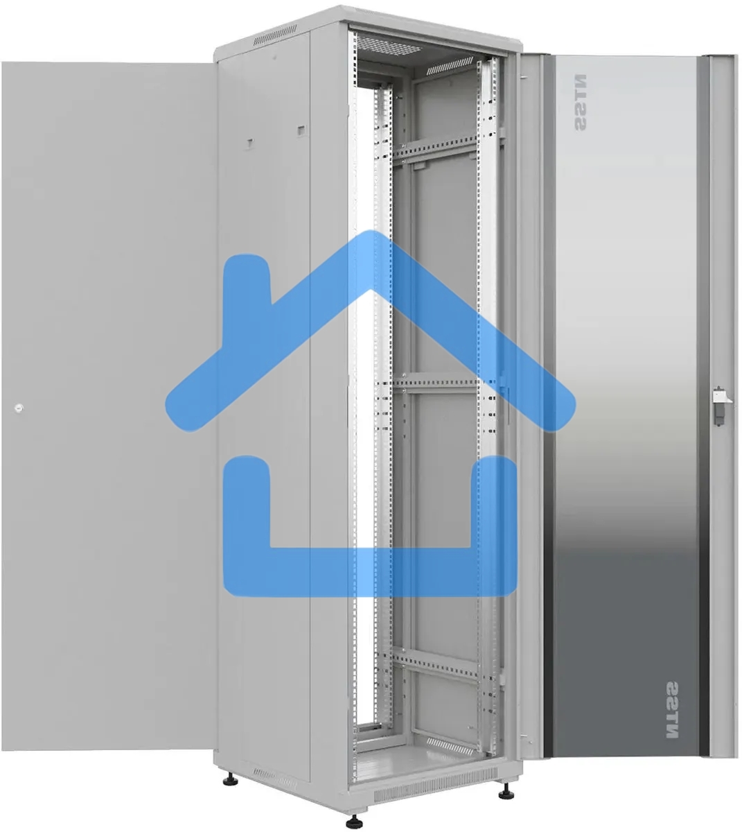 Шкаф коммутационный NTSS Премиум (NTSS-R18U6060GS) напольный 18U 600x600мм пер.дв.стекл металл 900кг серый 510мм 903мм IP20