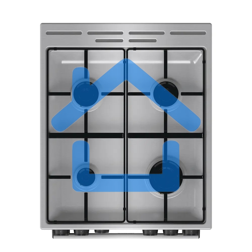 Плита газовая Gorenje GGI5A21XJ серебристый, конфорок 4 газовых, духовка 61 л, 50 см x 85 см x 59.4 см