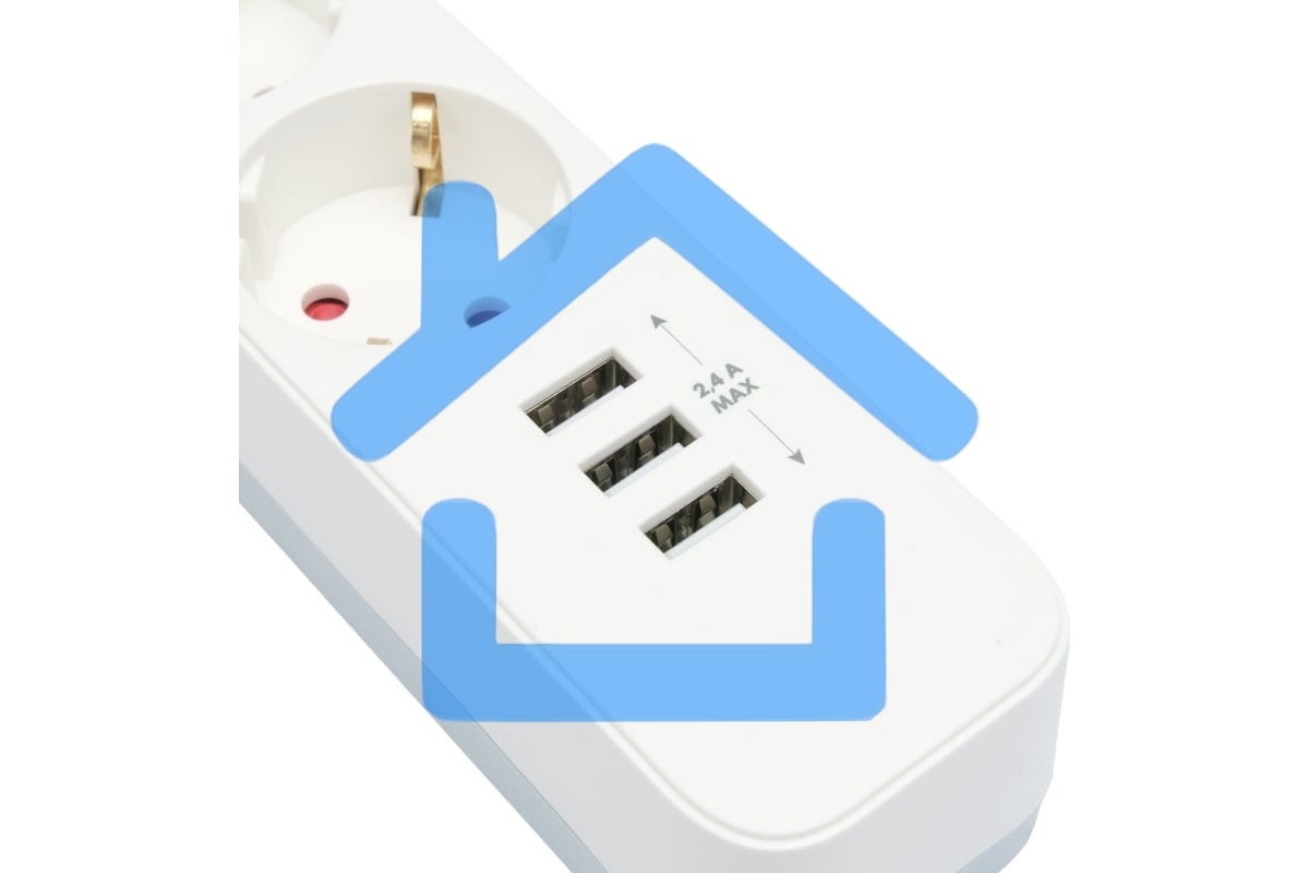 Сетевой фильтр Гарнизон 2.0 Мультипорт EPS-4-U3-W-2, 4 р, 10А, 3xUSB, 2м, ур.защиты 2+, белый, пакет