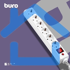 Сетевой фильтр Buro 600SH-16-5-W 5м (6 розеток) белый (коробка)