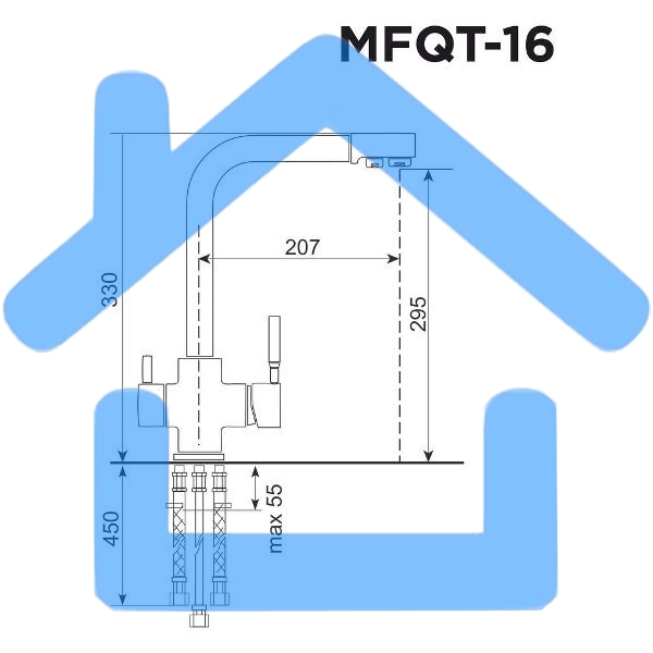 Кухонный смеситель Maunfeld MFQT-16LGR светло-серый