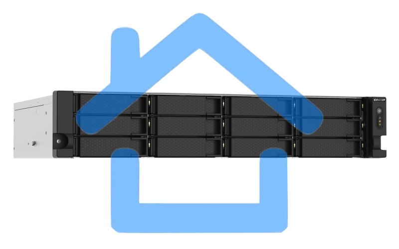 Сетевое хранилище без дисков SMB QNAP TS-1273AU-RP-8G NAS 12 HDD trays, 2x 2.5 GbE, rackmount, 2 PSU. 4-core AMD V1500B2,2 GHz, RAM 8 Gb (8 Gb UDIMM DDR4 (1 x 8 Gb) up to 32 Gb (2 x 16 Gb)). W/o rail kit RAIL-B02