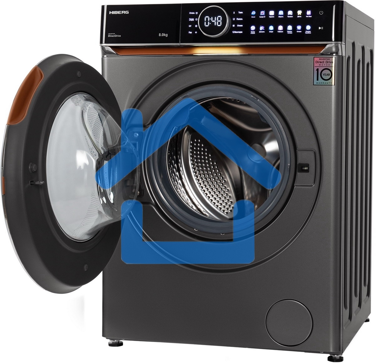 Стиральная машина HIBERG i-DDQ10 - 814 Sd Темно-серый загр. фронтальная макс.: 8 кг 1400 об/мин класс: А+++