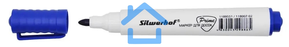 Маркер для досок Silwerhof Prime, пулевидный пишущий наконечник, 1-3мм, синий, коробка