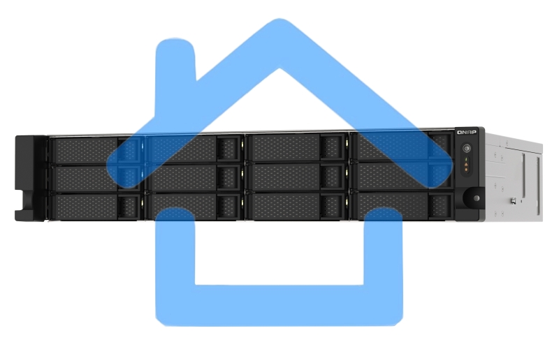 Сетевое хранилище без дисков SMB QNAP TS-1273AU-RP-8G NAS 12 HDD trays, 2x 2.5 GbE, rackmount, 2 PSU. 4-core AMD V1500B2,2 GHz, RAM 8 Gb (8 Gb UDIMM DDR4 (1 x 8 Gb) up to 32 Gb (2 x 16 Gb)). W/o rail kit RAIL-B02