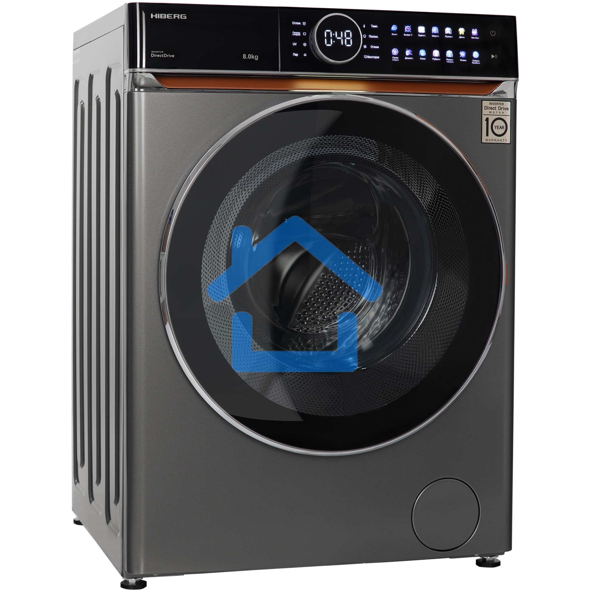 Стиральная машина HIBERG i-DDQ10 - 814 Sd Темно-серый загр. фронтальная макс.: 8 кг 1400 об/мин класс: А+++