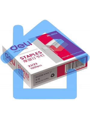 Скобы для степлера 23/23 Deli E0014 оцинкованные кор.карт. (упаковка: 1000шт.)