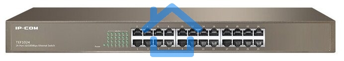 Коммутатор неуправляемый IP-COM F1024 24 порта, 24x100 Мбит/с, установка в стойку, металлический корпус