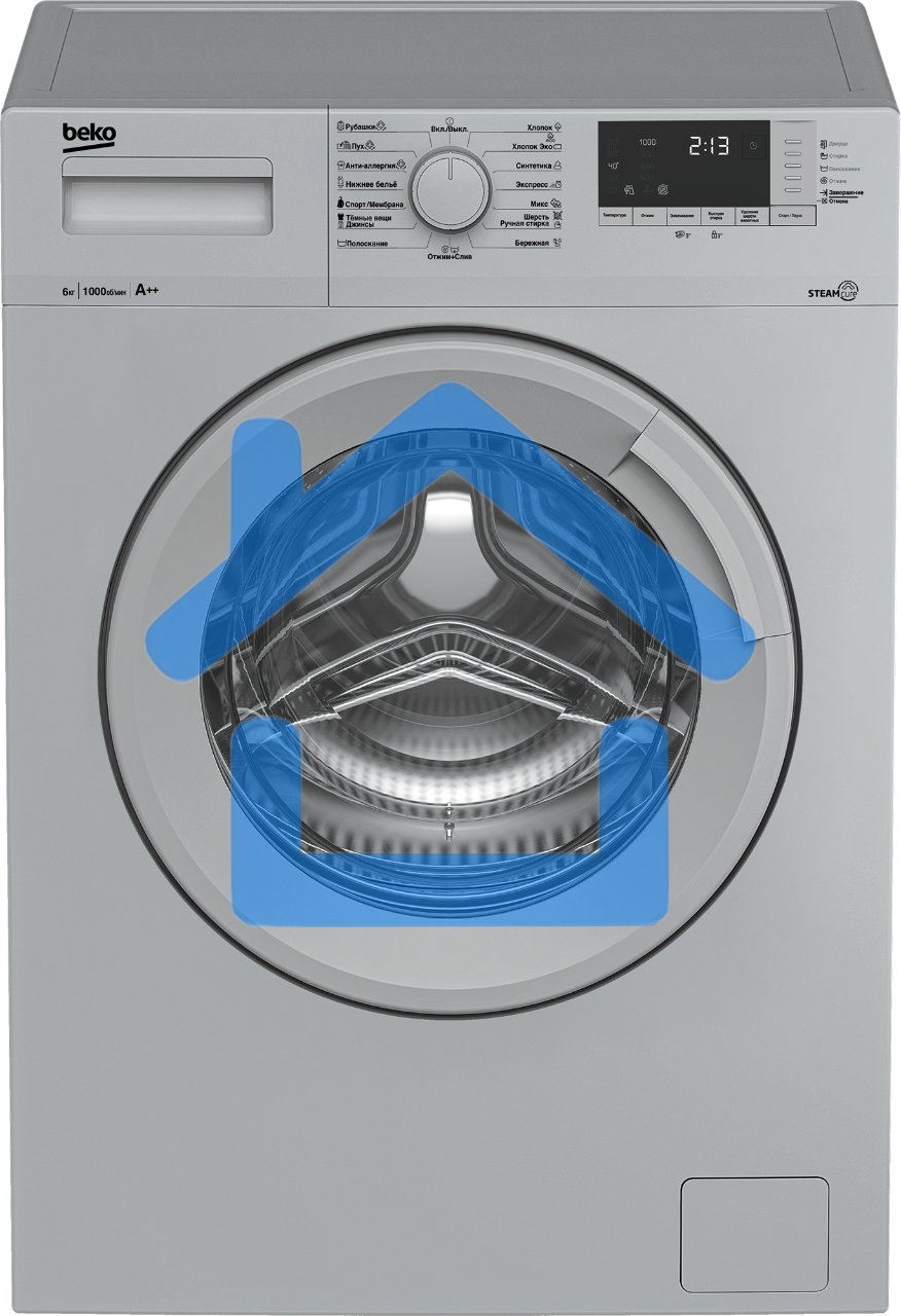 Стиральная машина Beko WSRE6512ZSS серебристый, загрузка фронтальная 6 кг, 1000 об/мин., класс: А