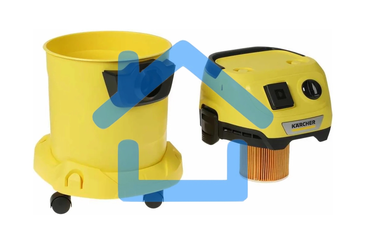 Строительный пылесос Karcher WD 3 P V-17/4/20 Workshop желтый, 1000 Вт, уборка сухая/сбор воды/выдув, пылесборник мешок/контейнер, 17 л