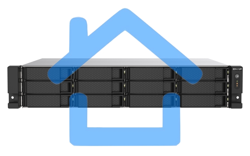 Сетевое хранилище без дисков SMB QNAP TS-1273AU-RP-8G NAS 12 HDD trays, 2x 2.5 GbE, rackmount, 2 PSU. 4-core AMD V1500B2,2 GHz, RAM 8 Gb (8 Gb UDIMM DDR4 (1 x 8 Gb) up to 32 Gb (2 x 16 Gb)). W/o rail kit RAIL-B02