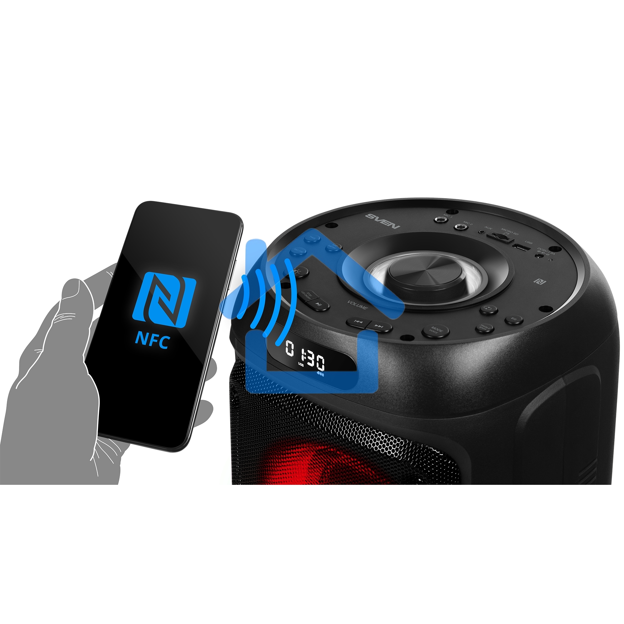 Мобильные колонки Sven PS-770 2.0 черный 2x50W Bluetooth