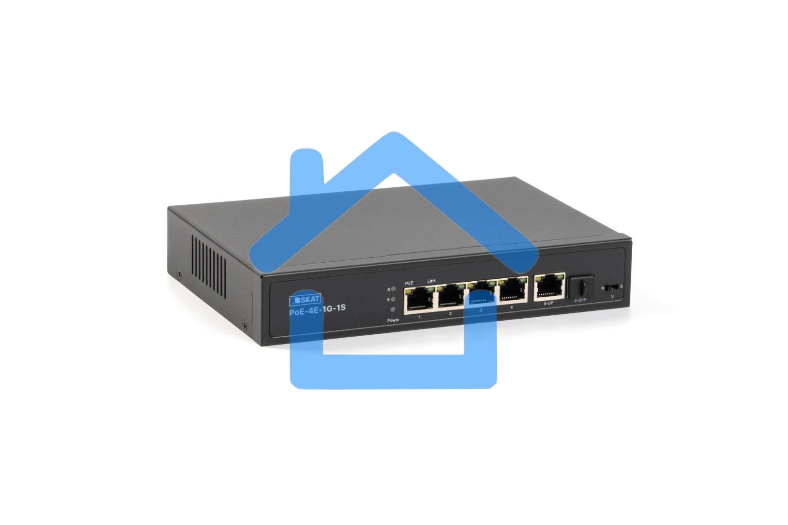 Коммутатор SKAT PoE-4E-1G-1S PoE Plus 60Вт порты: 4-Ethernet 1-Uplink 1-SFP