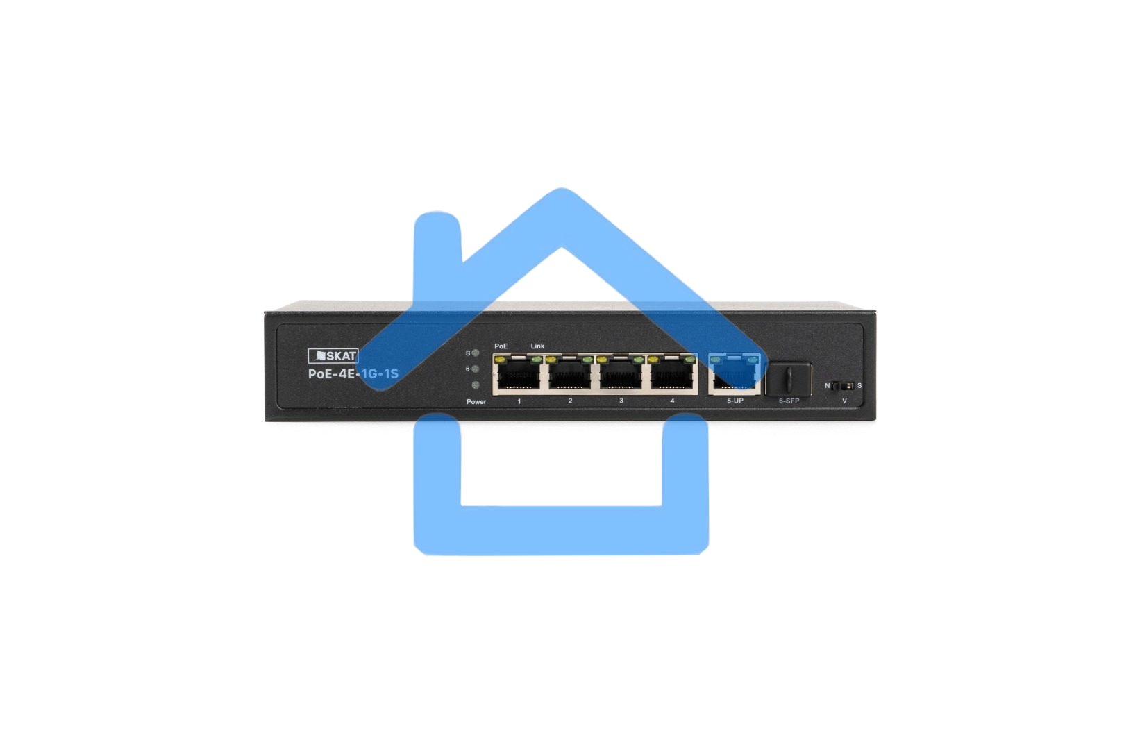 Коммутатор SKAT PoE-4E-1G-1S PoE Plus 60Вт порты: 4-Ethernet 1-Uplink 1-SFP