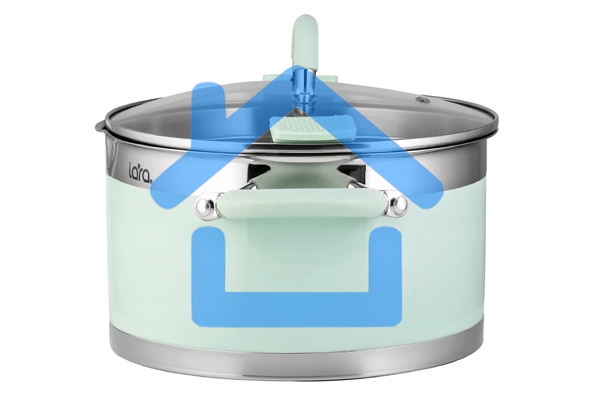 Кастрюля LARA LR02-541 MINT 18x10см, 2,4 л, носик, индукционное дно, крышка с бортом, полипропилен, силикон, нержавеющая сталь