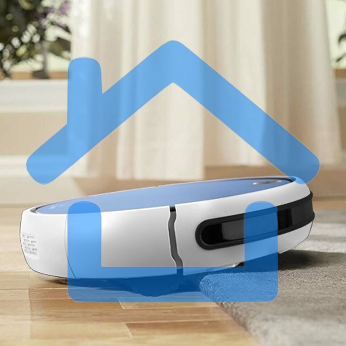 Робот-пылесос Vitek VT-1805 (MC) голубой/белый, 2500 мА·ч Li-Ion, уборка влажная/сухая, пылесборник контейнер 0.5 л