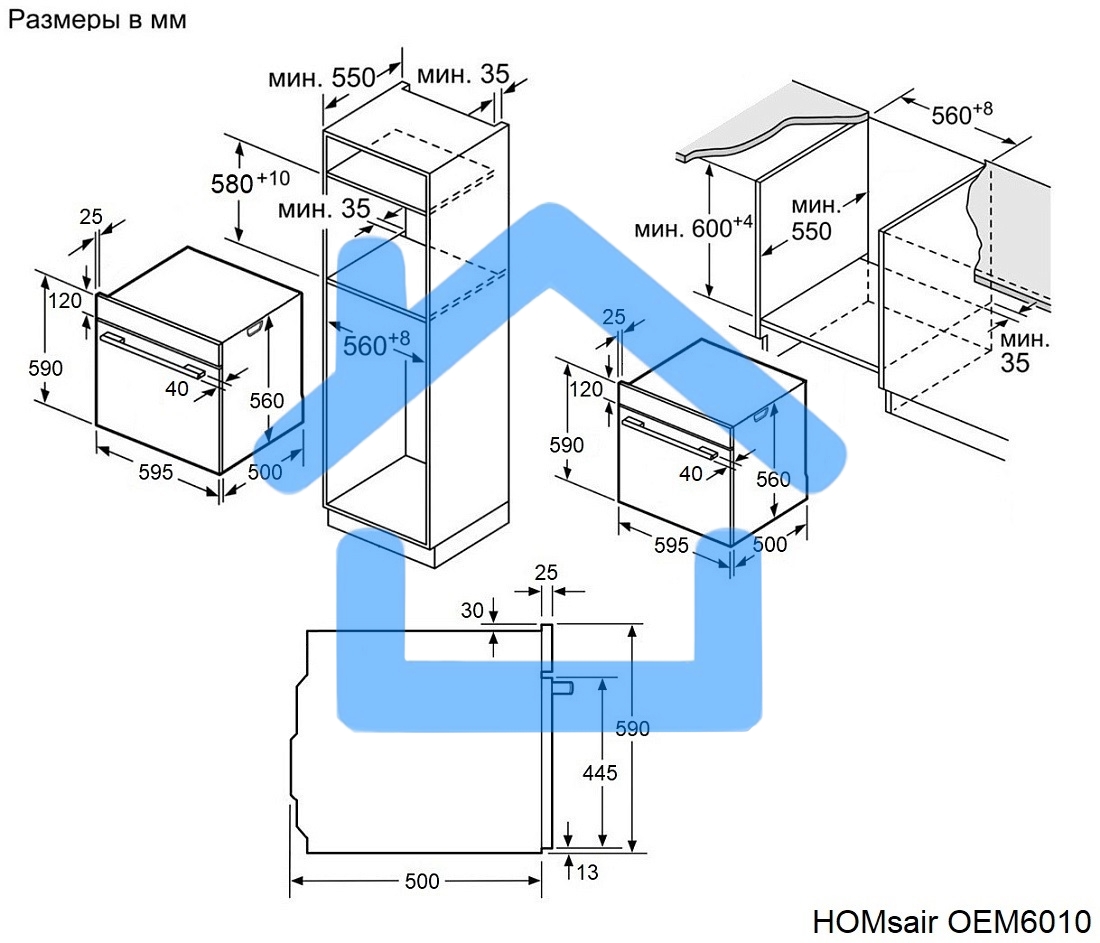 Духовой шкаф электрический HOMsair OEM6010BK черный