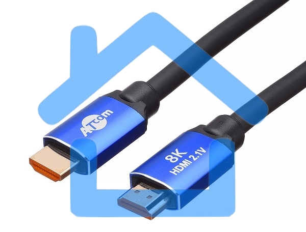 Кабель ATCOM AT8884 HDMI 2 м (HIGH speed, Metal gold, блистер) 8K VER 2.1