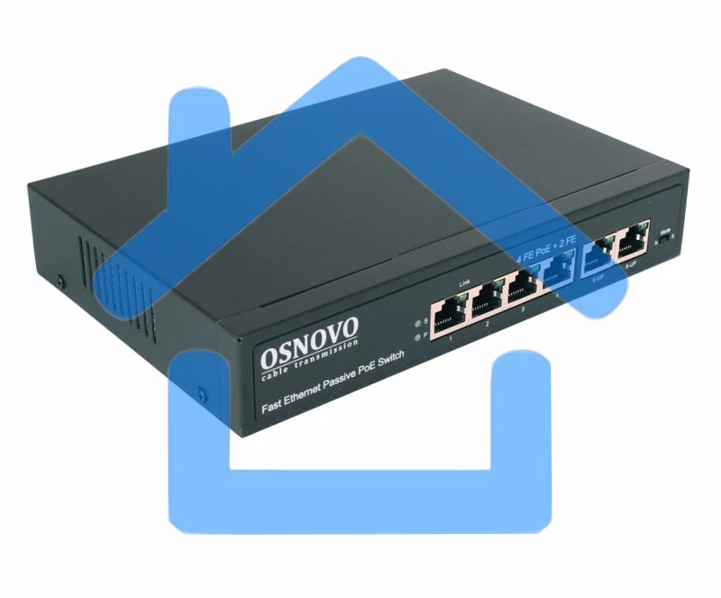 Коммутатор неуправляемый PoE 6 портов 10/100 Мб/с 1хPoE до 30В