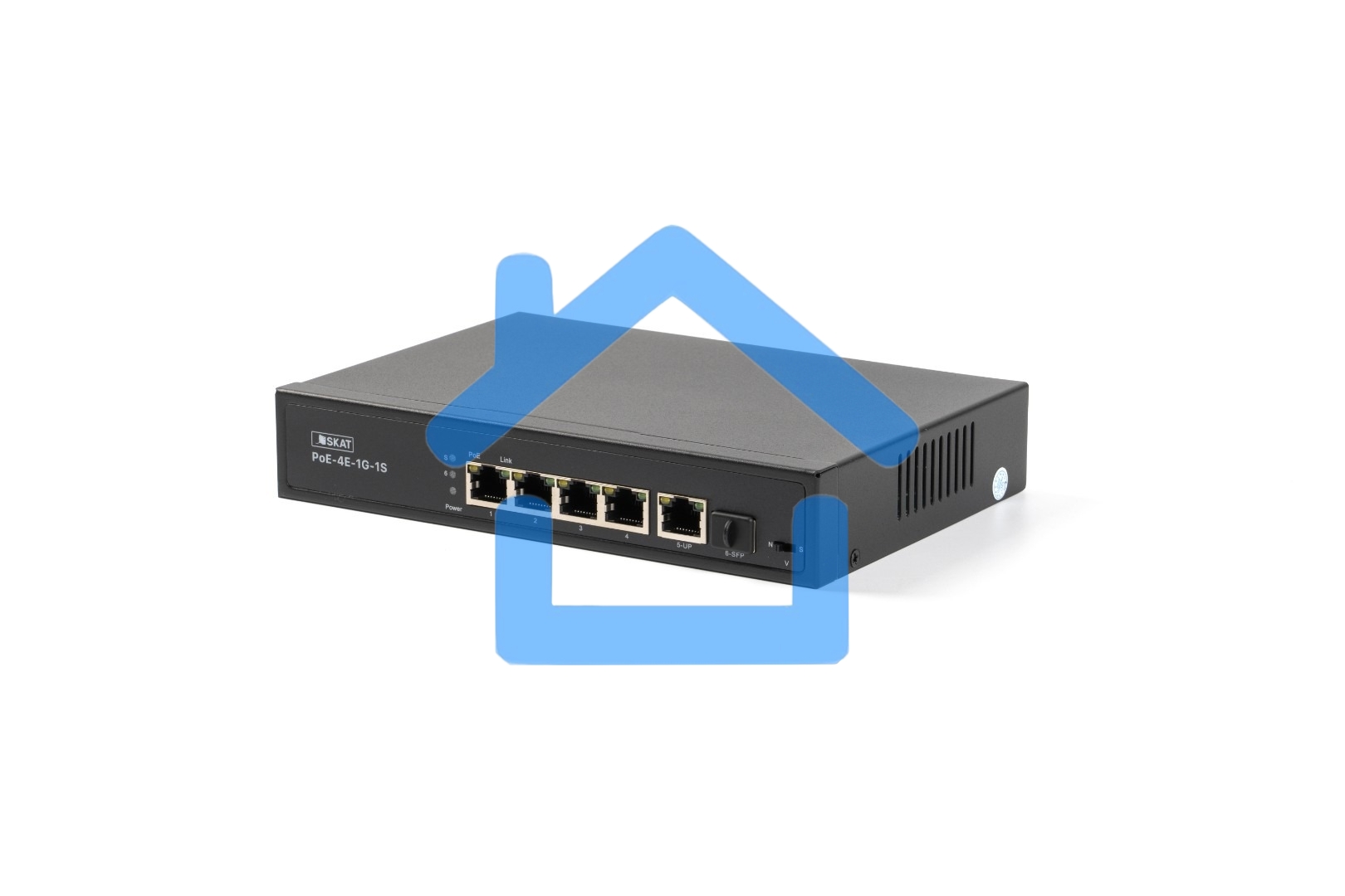 Коммутатор SKAT PoE-4E-1G-1S PoE Plus 60Вт порты: 4-Ethernet 1-Uplink 1-SFP