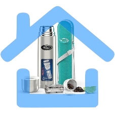 Термос БИОСТАЛЬ NB-500BZ 0.5 литра, с ситечком и чехлом, стальной