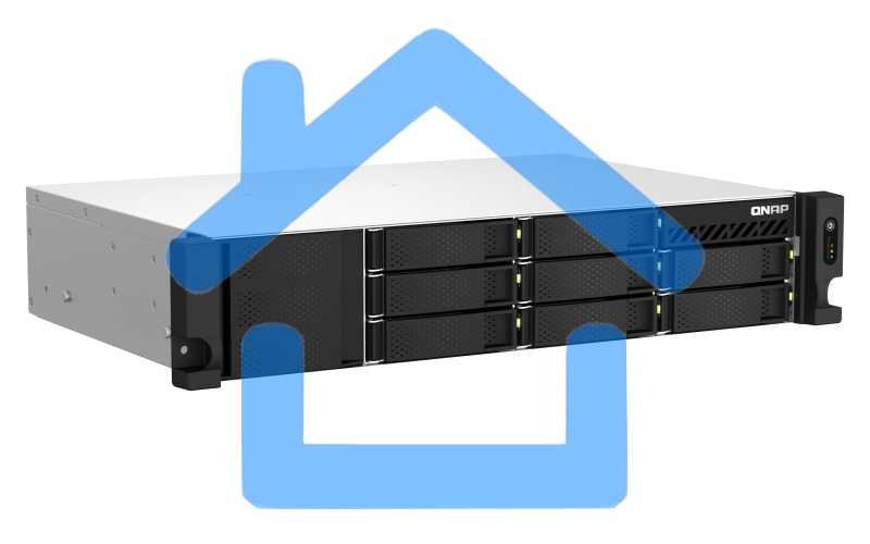 Сетевое хранилище SMB QNAP TS-873AeU-4G NAS 8x3.5/2.5 SATA/SSD trays, 2 x M2 PCIe, 2x 2.5 GbE, 2U rackmount, 1 PSU. AMD Ryzen V1500B 4-core/8-thread 2.2 GHz processor, 4 Gb DDR4 RAM (1*4 Gb) up to 64Gb (2*32 Gb). W/o rail kit RAIL-B02