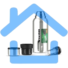 Термос БИОСТАЛЬ Охота NBR-1000Z 1 литр, 2 чашки, с ситечком, стальной