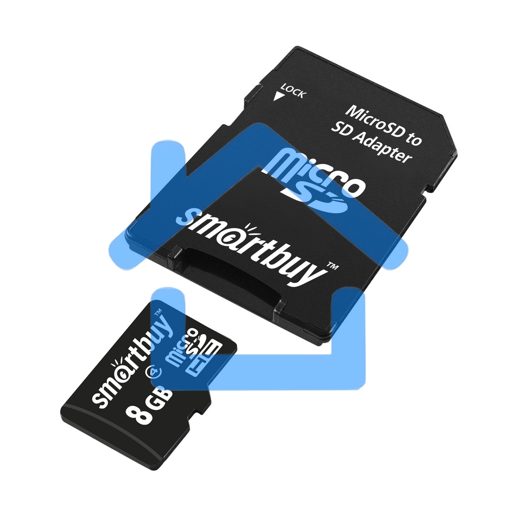 Флеш карта microSD 8Gb, Smartbuy microSDHC Class 10 (SD адаптер)