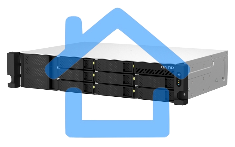 Сетевое хранилище SMB QNAP TS-873AeU-4G NAS 8x3.5/2.5 SATA/SSD trays, 2 x M2 PCIe, 2x 2.5 GbE, 2U rackmount, 1 PSU. AMD Ryzen V1500B 4-core/8-thread 2.2 GHz processor, 4 Gb DDR4 RAM (1*4 Gb) up to 64Gb (2*32 Gb). W/o rail kit RAIL-B02