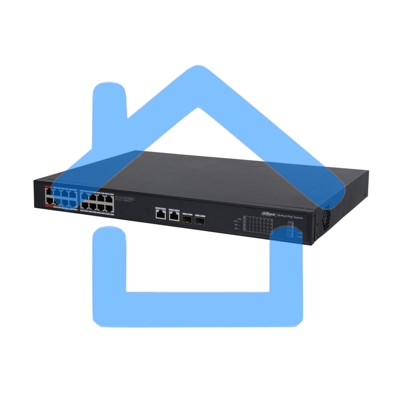 24-портовый гигабитный управляемый коммутатор с PoE DAHUA, уровень L2 Порты: 24 RJ45 10/100/1000Мбит/с; IEEE802.3af/IEEE802.3at/Hi-PoE/IEEE802.3bt, 2 RJ45 10/100/1000Мбит/с (uplink), 2 SFP 1000Мбит/с