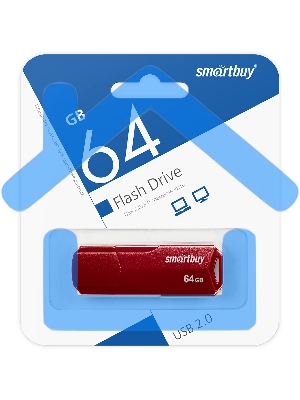 Флешка USB R/W 2.0 Smartbuy 64 Gb CLUE Burgundy (SB64 GbCLU-BG). 