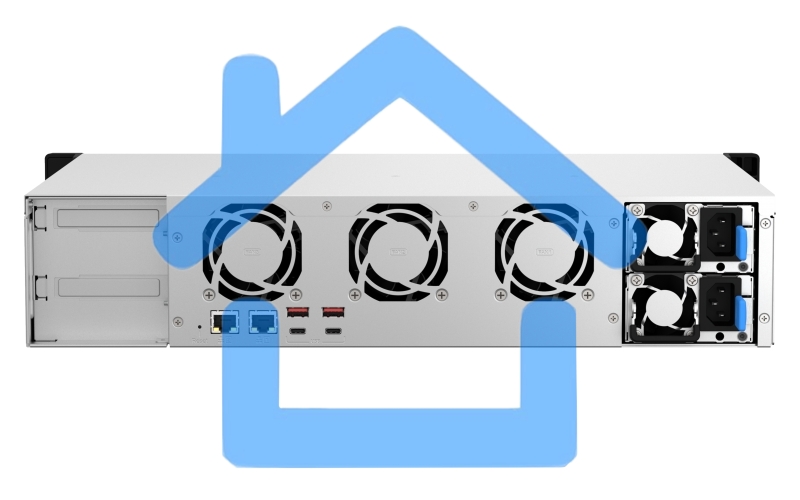 Сетевое хранилище SMB QNAP TS-873AeU-4G NAS 8x3.5/2.5 SATA/SSD trays, 2 x M2 PCIe, 2x 2.5 GbE, 2U rackmount, 1 PSU. AMD Ryzen V1500B 4-core/8-thread 2.2 GHz processor, 4 Gb DDR4 RAM (1*4 Gb) up to 64Gb (2*32 Gb). W/o rail kit RAIL-B02