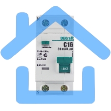 Выключатель автоматический дифференциального тока 2мод. DeKraft 16003DEK Выключатель автоматический дифференциального тока 2мод. DeKraft 16003DEK