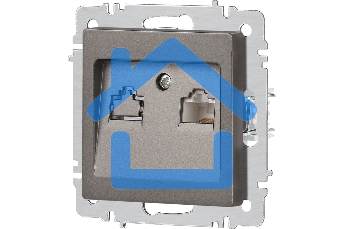Розетка Intro Accent 6-303-09 информационная RJ45 IP20 СУ титан Б0063642